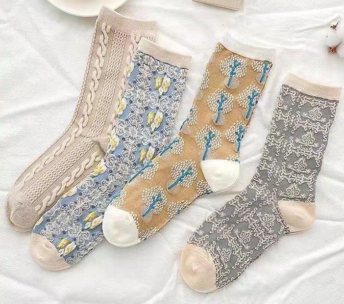 SWEETKAMA Ladies Multi Color Cotton Daily Socks SKASC4160