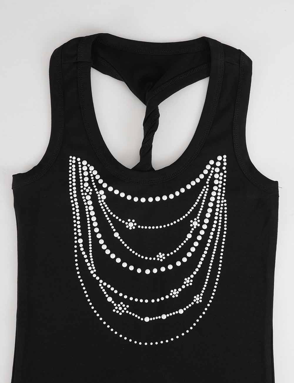 Ladies Chic Rhinestone Chain Detail Racerback Tank Top