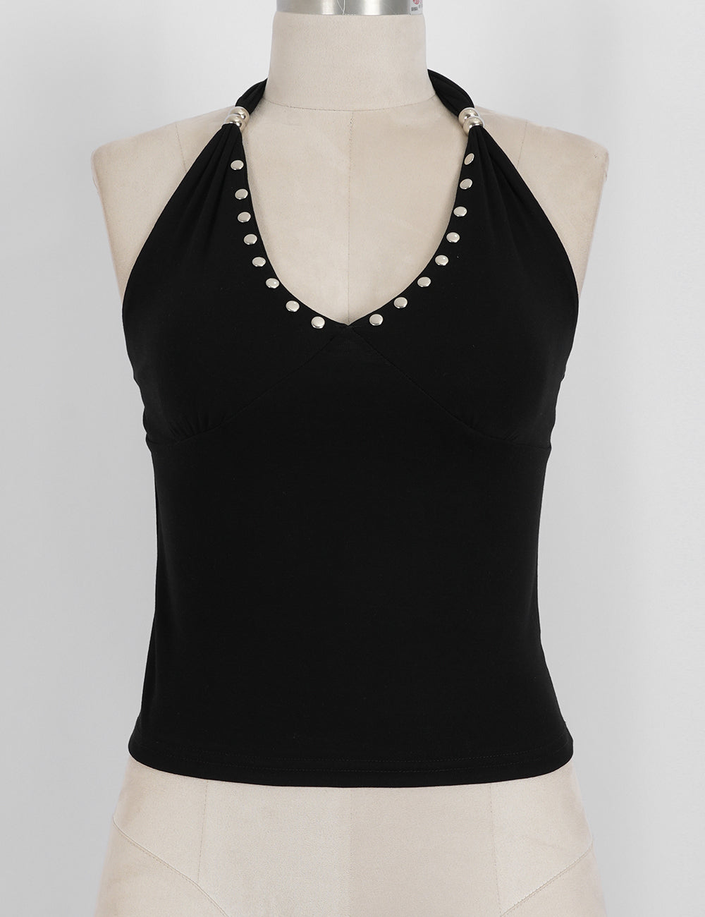 Ladies Chic Metal Stud Halter Neck Sleeveless Top