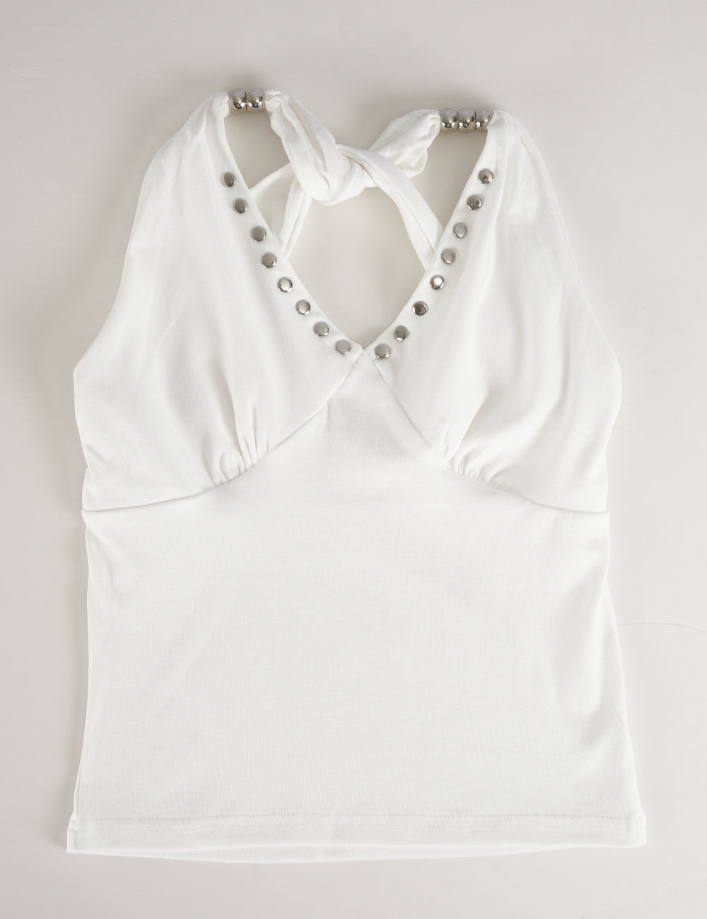Ladies Chic Metal Stud Halter Neck Sleeveless Top