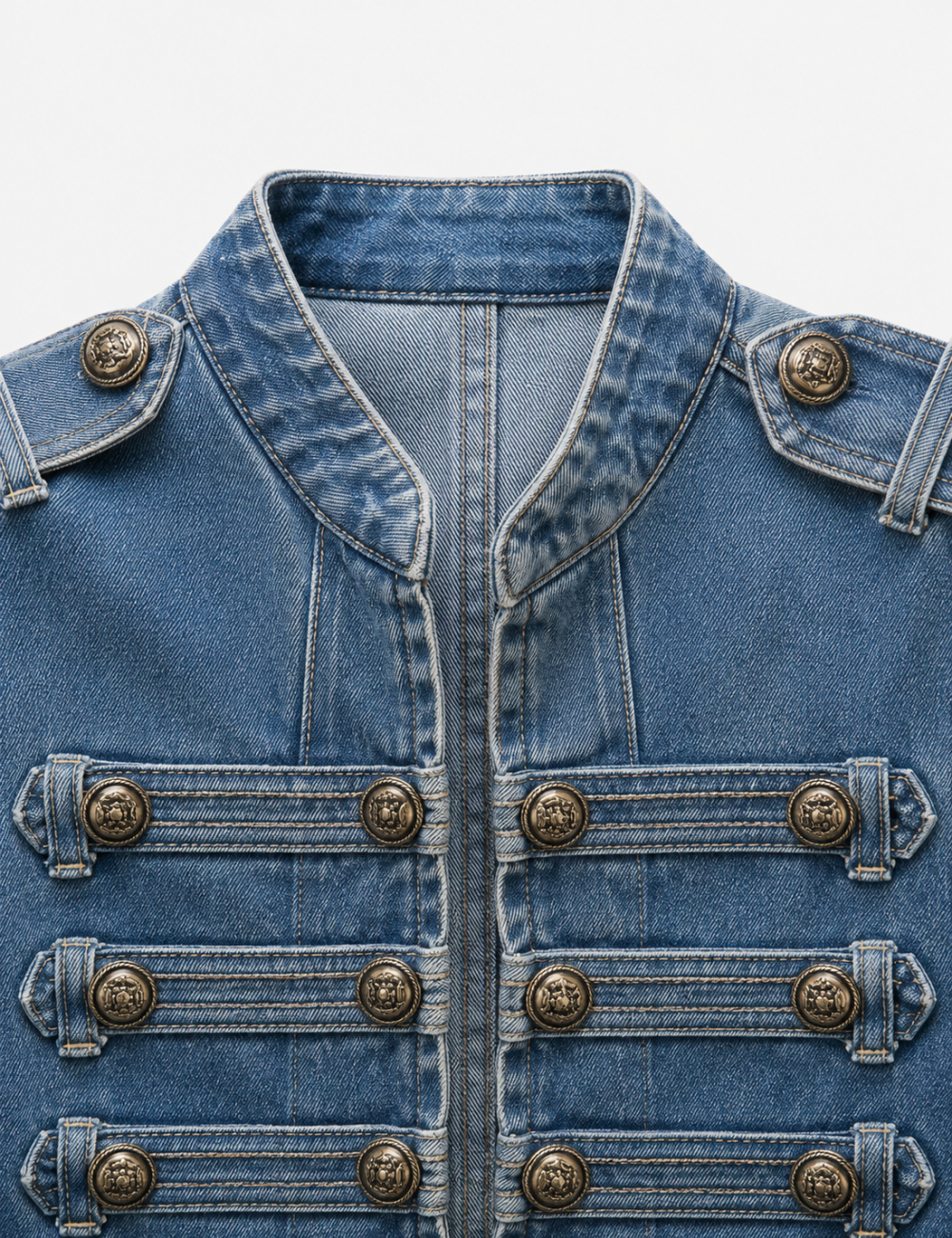 Ladies Casual Button Front Long Sleeves Denim Jacket