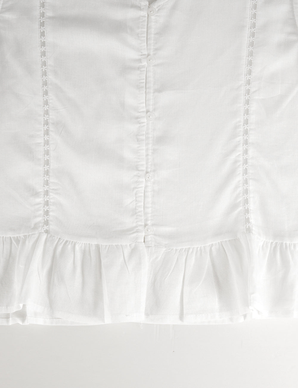 Ladies Scarf Neck Ruffle Hem Button Sleeveless Top