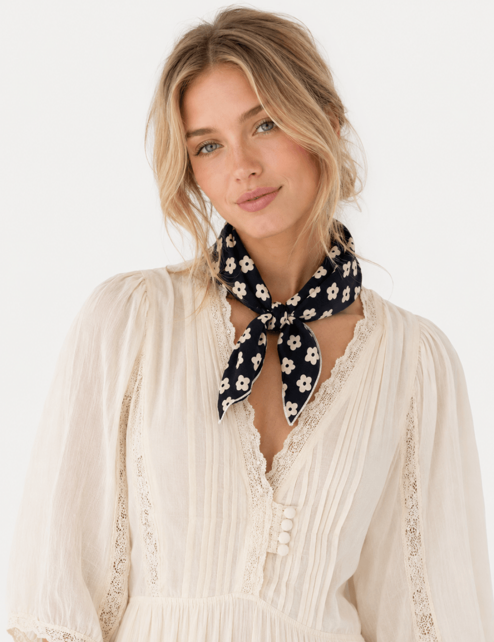 Ladies Casual Floral Print Cotton-Linen Bandana Scarf