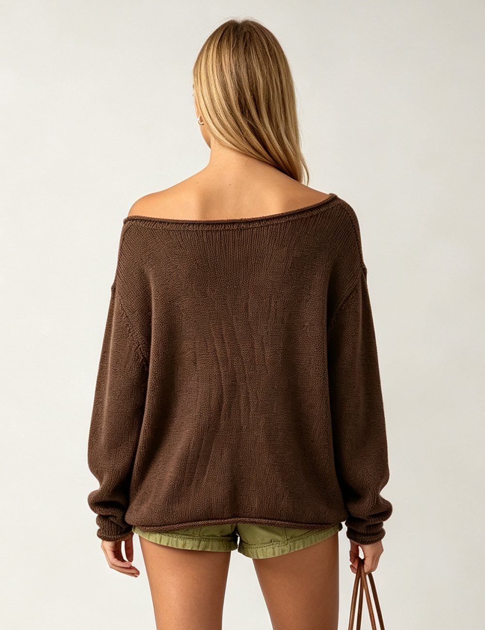 Ladies Casual Striped Knit Pullover Sweater