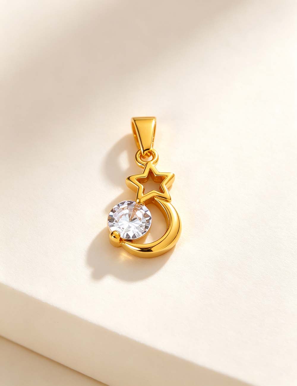 Ladies Minimalist Romantic CZ Star Cross Charm Pendant