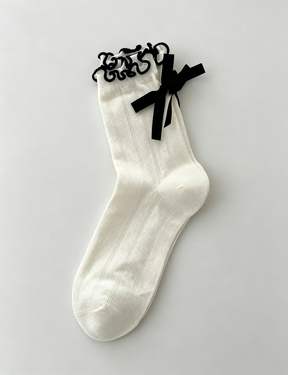 Ladies Bowknot Color Block Knit Socks