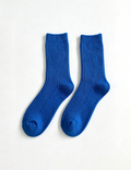 Ladies Solid Ribbed Knit Wool Blend Crew Socks