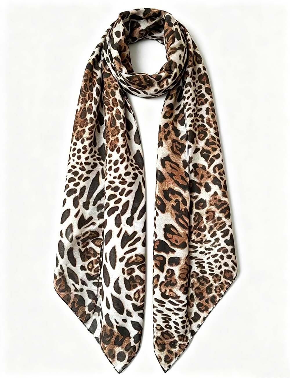Ladies Leopard Print Chiffon Neck Scarf