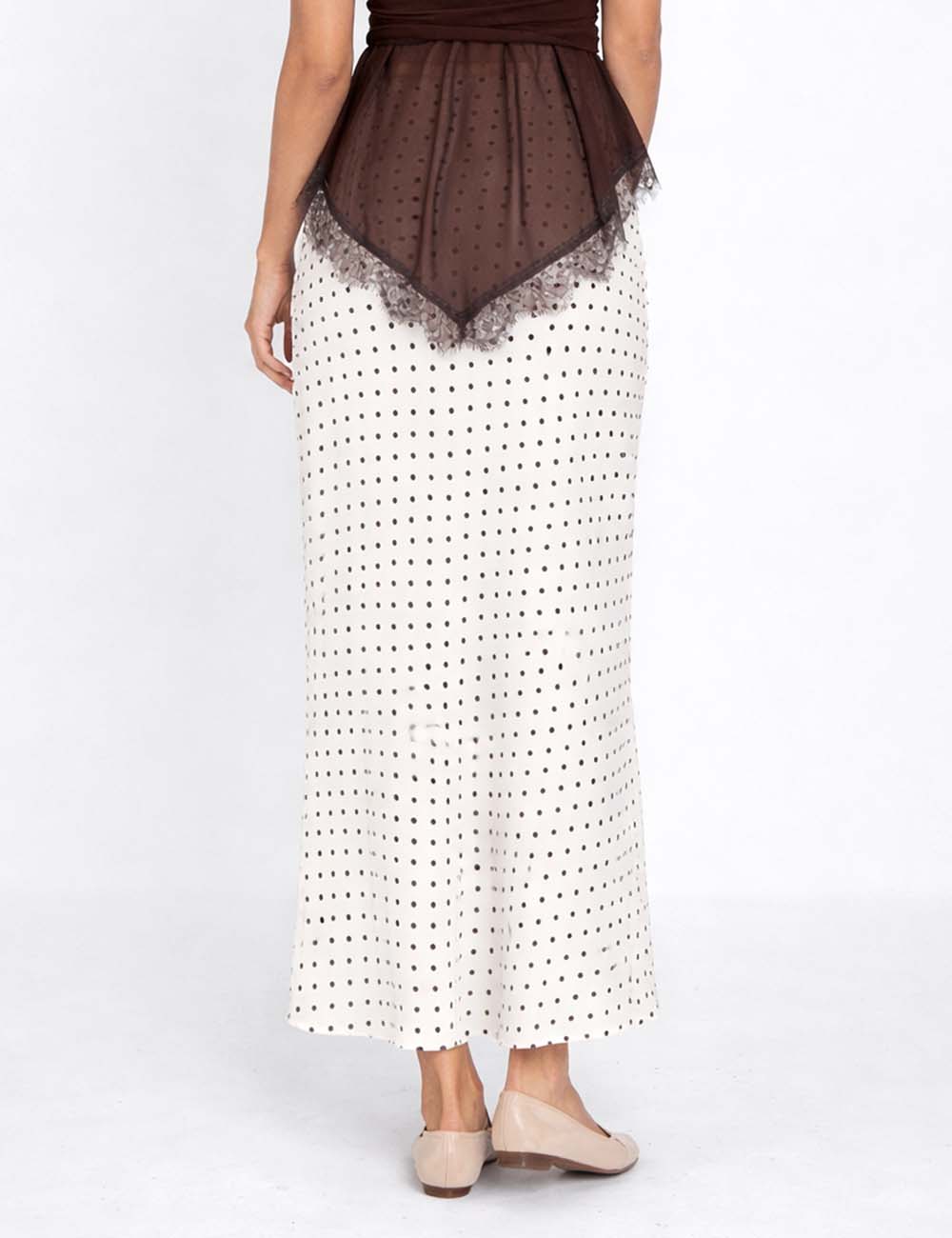 Ladies Chic Polka Dot Color Block Maxi Skirt