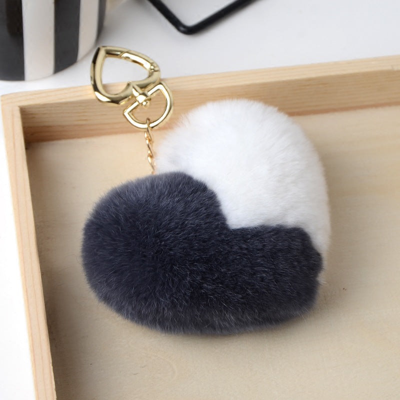 Heart Shaped Faux Mink Pandent Key Chain SKAC4105