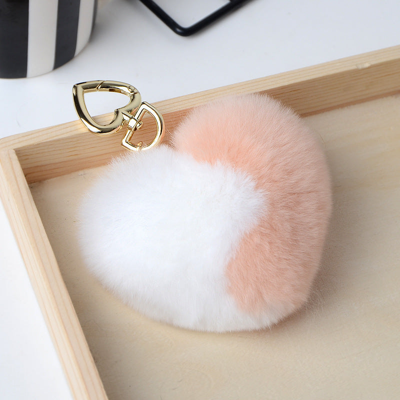 Heart Shaped Faux Mink Pandent Key Chain SKAC4105