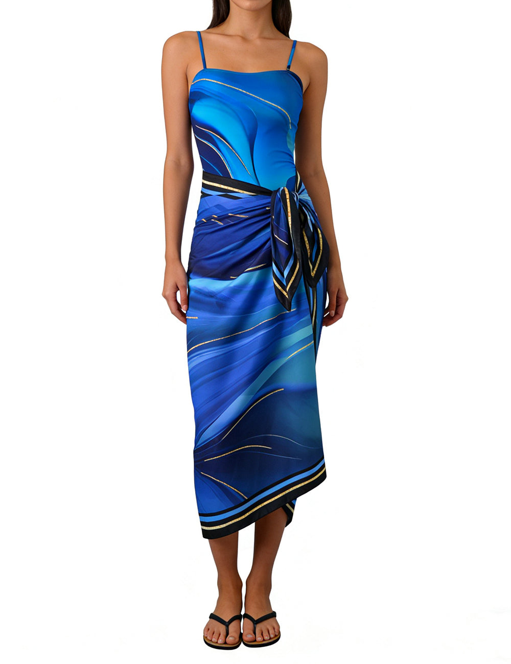 Ladies Abstract Print Beach Sarong Wrap Tie Swim Cover Up