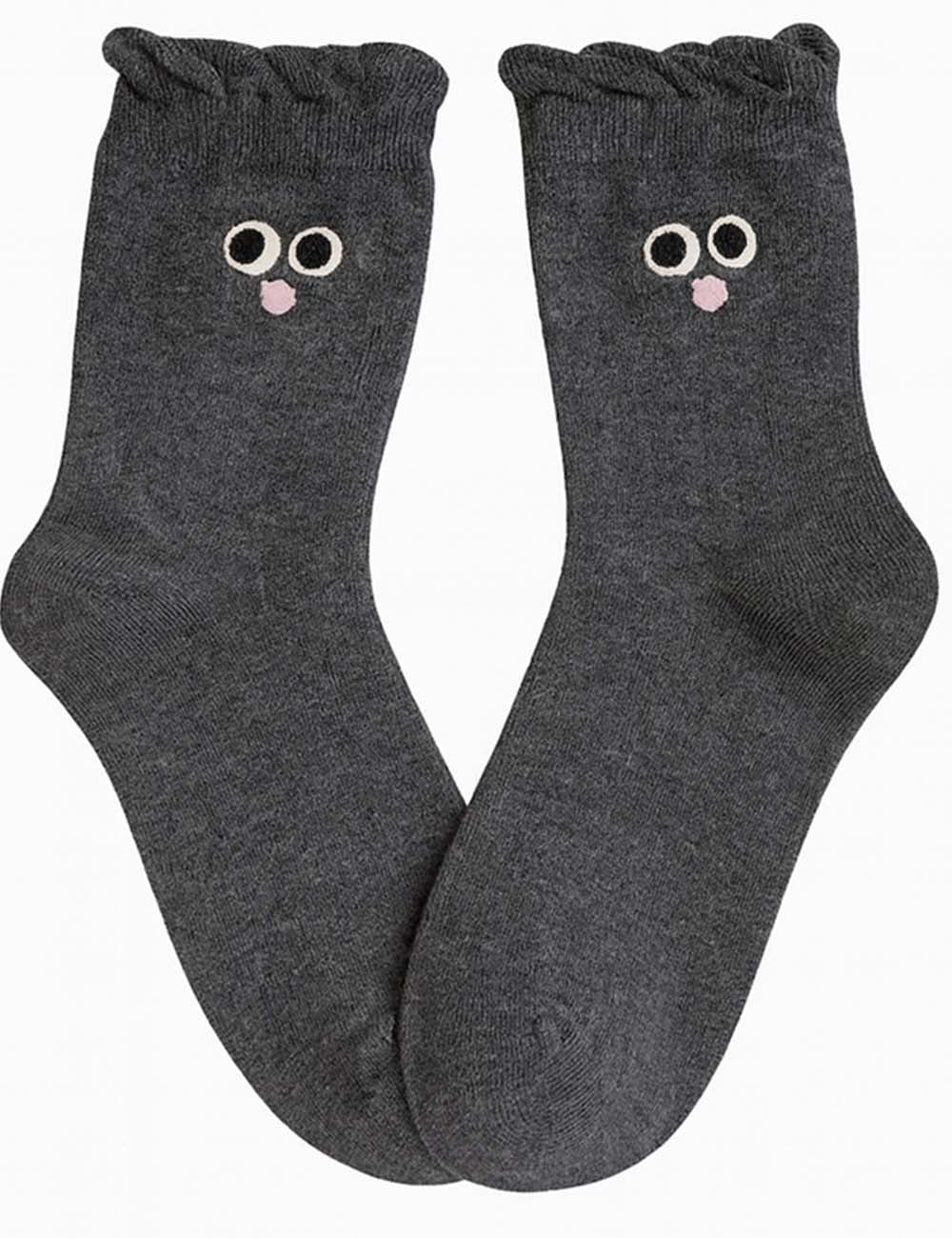 Ladies Cartoon Embroidery Midi Calf Knit Socks