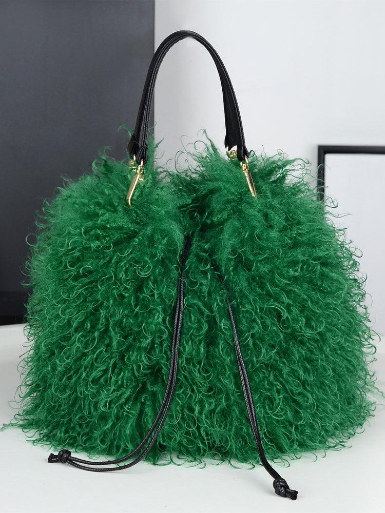 Ladies Faux Mongolian Fur Hand Bag SKABG4093