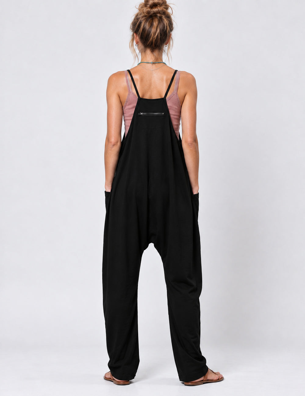 Ladies Casual V-Neck Spaghetti Strap Jumpsuit