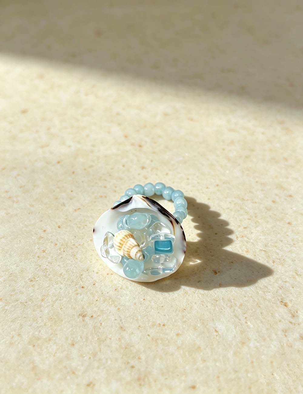 Ladies Coastal Seashell Starfish Beaded Statement Rings