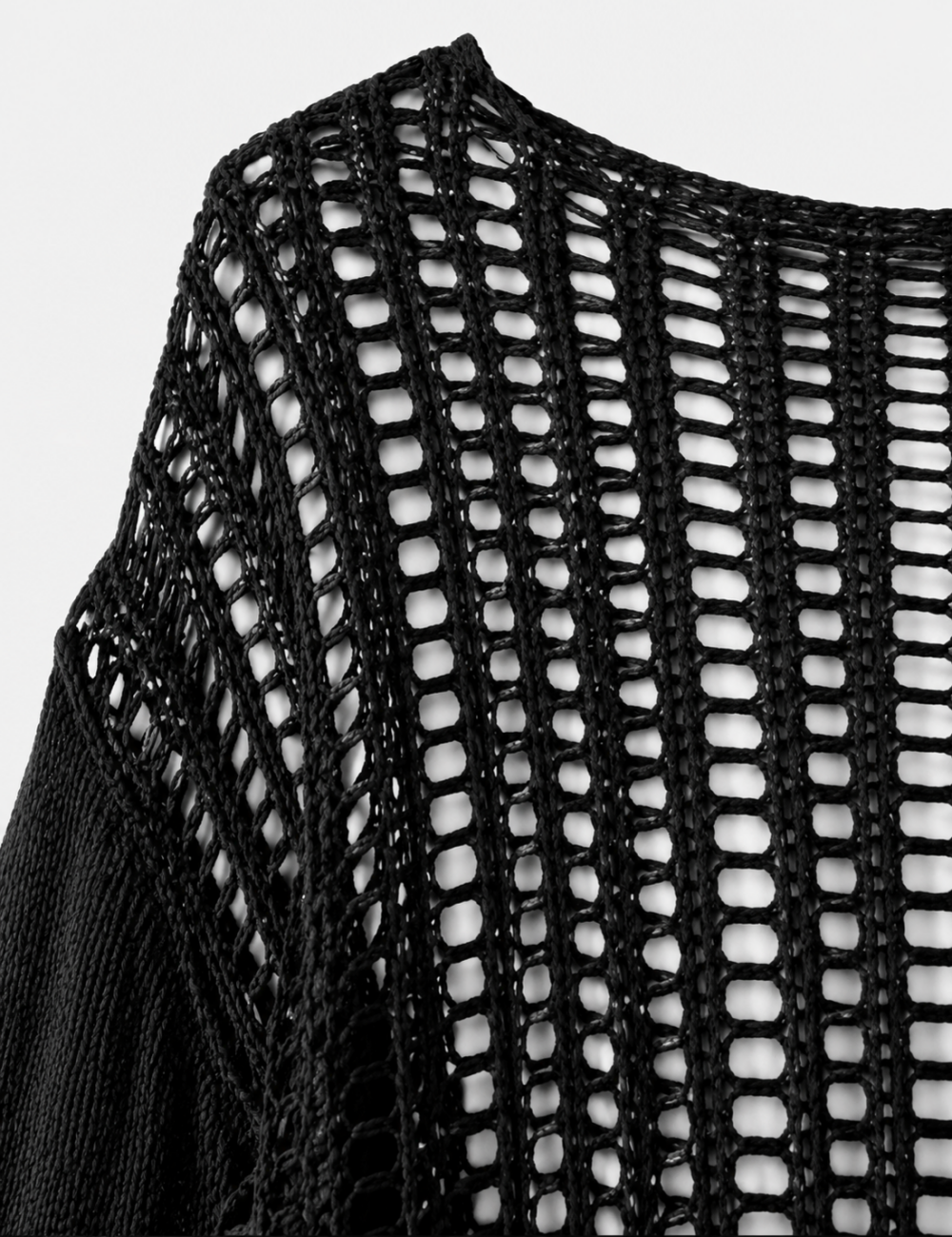 Ladies Long Sleeve Knit Mesh Hollow Out Cropped Cover Up