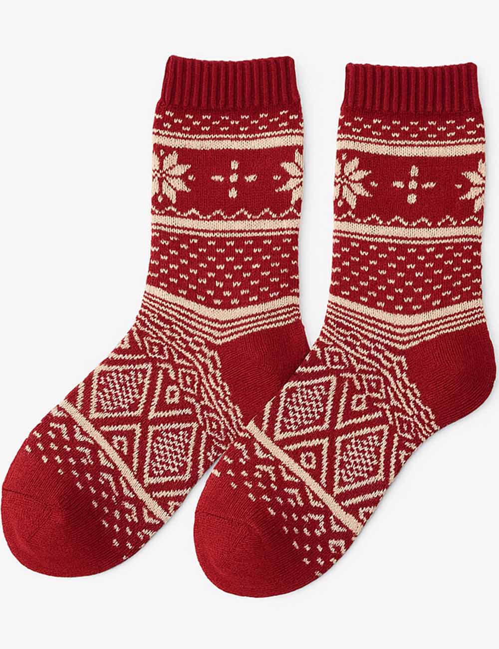 Ladies Christmas Winter Warm Fair Isle Knit Midi Calf Socks