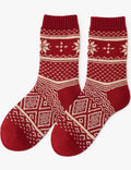 Ladies Christmas Winter Warm Fair Isle Knit Midi Calf Socks