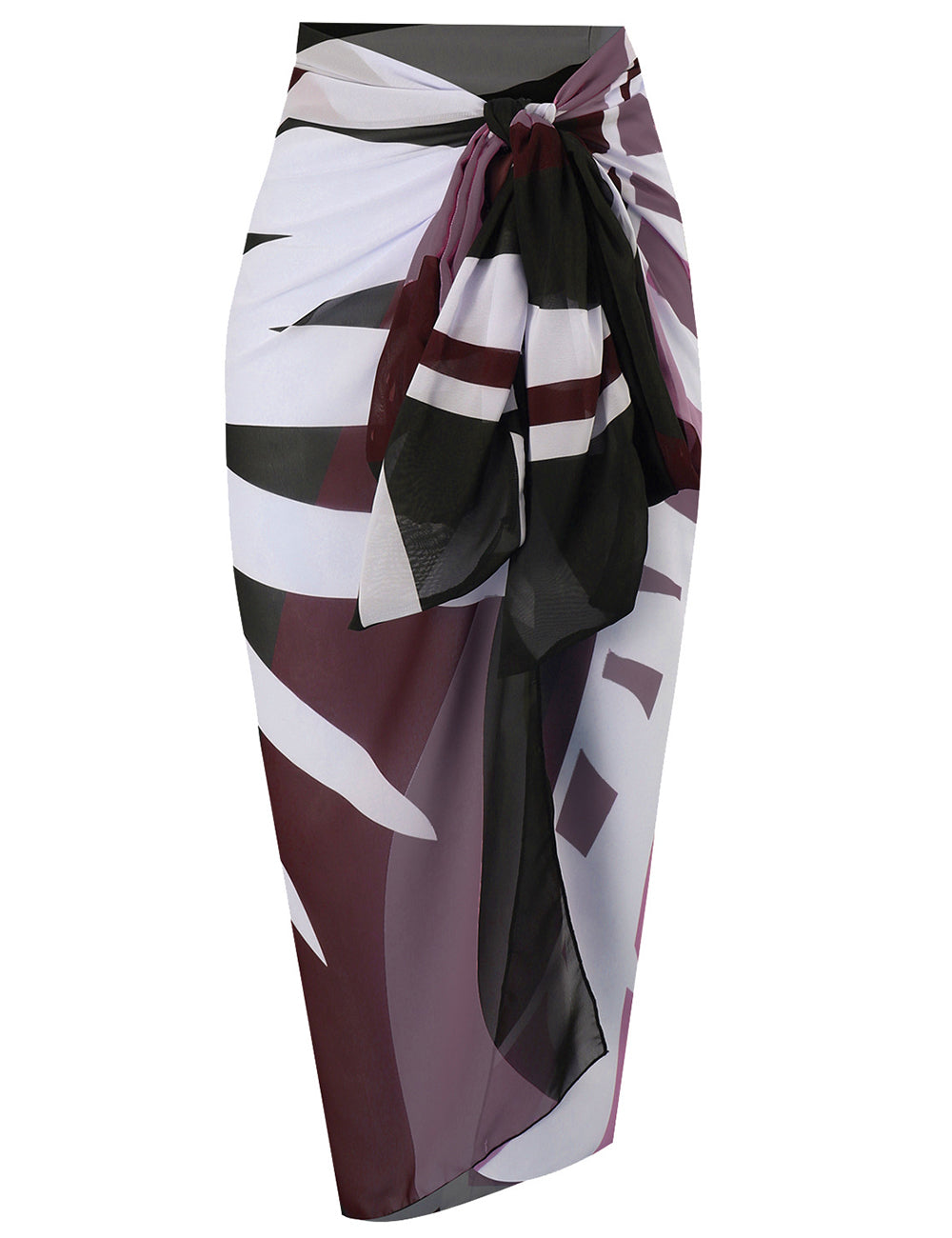 Ladies Tropical Leaf Print Chiffon Wrap Sarong Swim Cover Up
