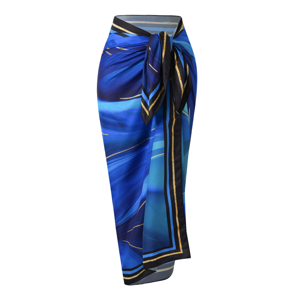 Ladies Abstract Print Beach Sarong Wrap Tie Swim Cover Up