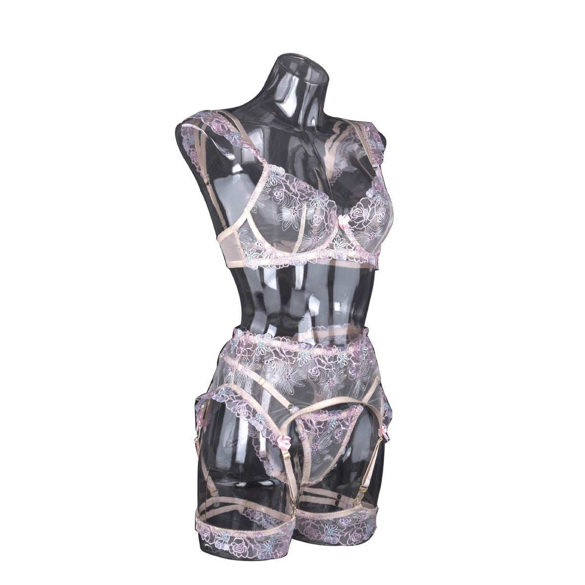 Ladies Floral Embroidery 3PCS Lingerie Set SKLG4102