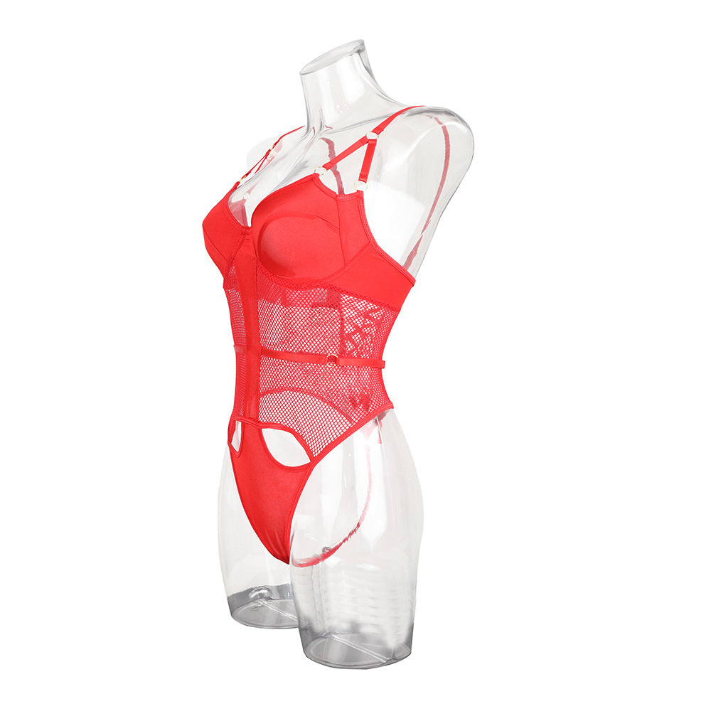 Ladies Solid Color See Through Lingerie Teddy SKLG4099