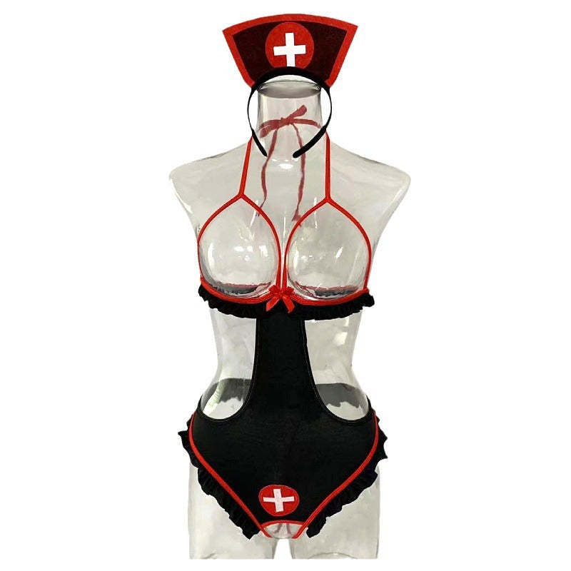 Ladies Dirty Nurse Sexy 2PCS Costume Teddy Set SKLG4059