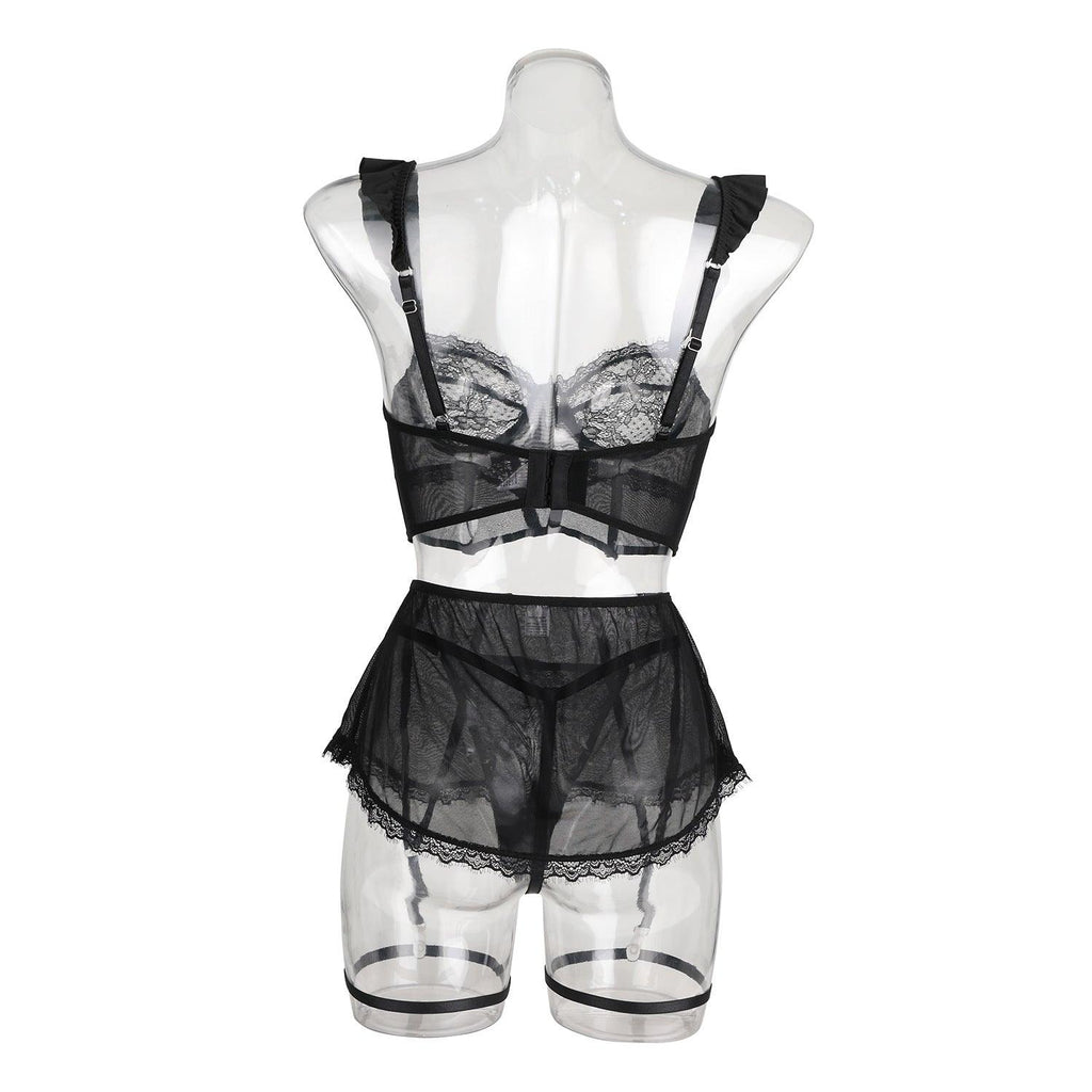 Ladies See Through Floral Lace 3PCS Lingerie Set SKLG4026