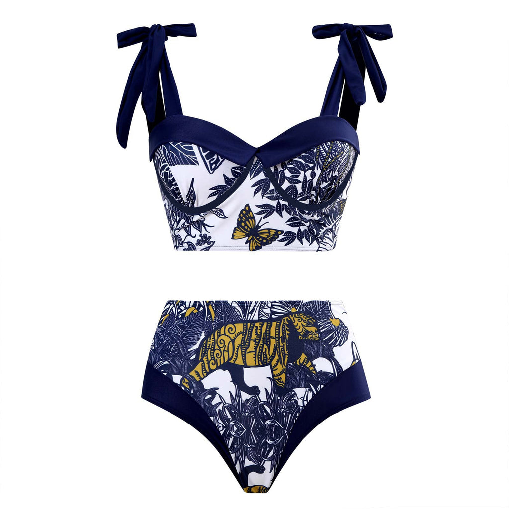 Butterfly Tiger Strape Shoulder Bikini Set with Cover SKSW40117