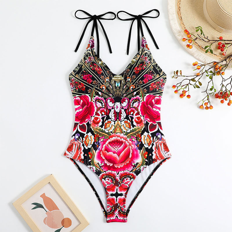 Two Shoulder One Piece Swimwear with Salong SKSW40114