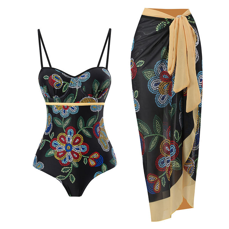 Ladies One Piece Swimwear with Cover Up 8BK3WST78