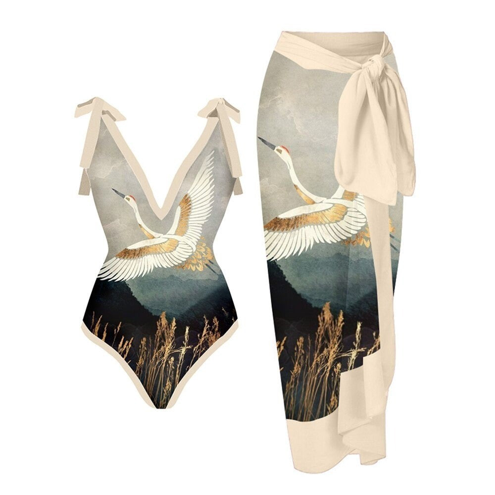Ladies One Piece with Salong Cover Swimsuit SKSW40080ST