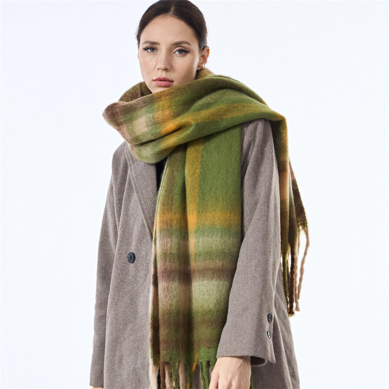 Laides Plaid Color Block Everyday Scarf SKAS4203