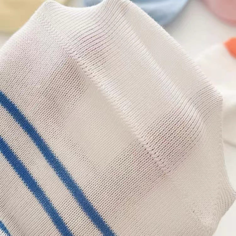 Ladies Carton Striped Knit Boat Socks SKAS50005