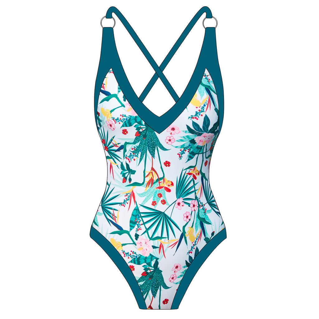 Ladies Floral One Piece Swimwear with Cover SKSW40153