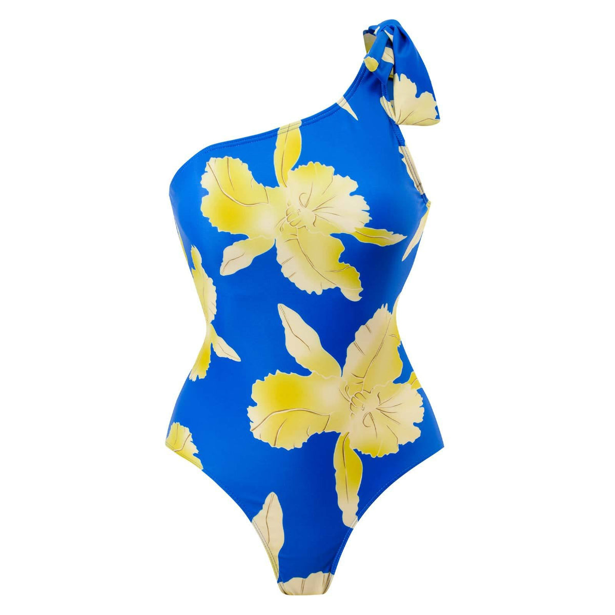 Floral Print One Shoulder One Piece with Cover SKSW40131