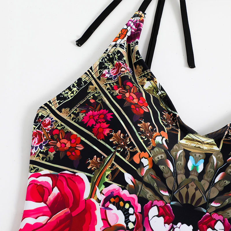 Two Shoulder One Piece Swimwear with Salong SKSW40114
