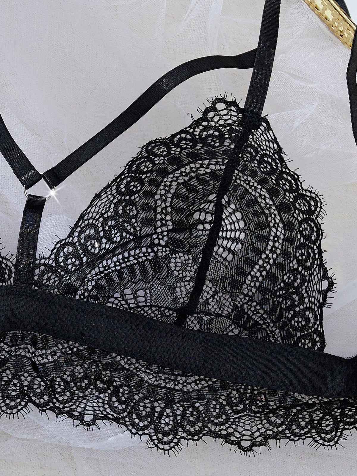 Ladies See Throught Lace Bra Thong 2PCS Lingerie Set SKLG4005
