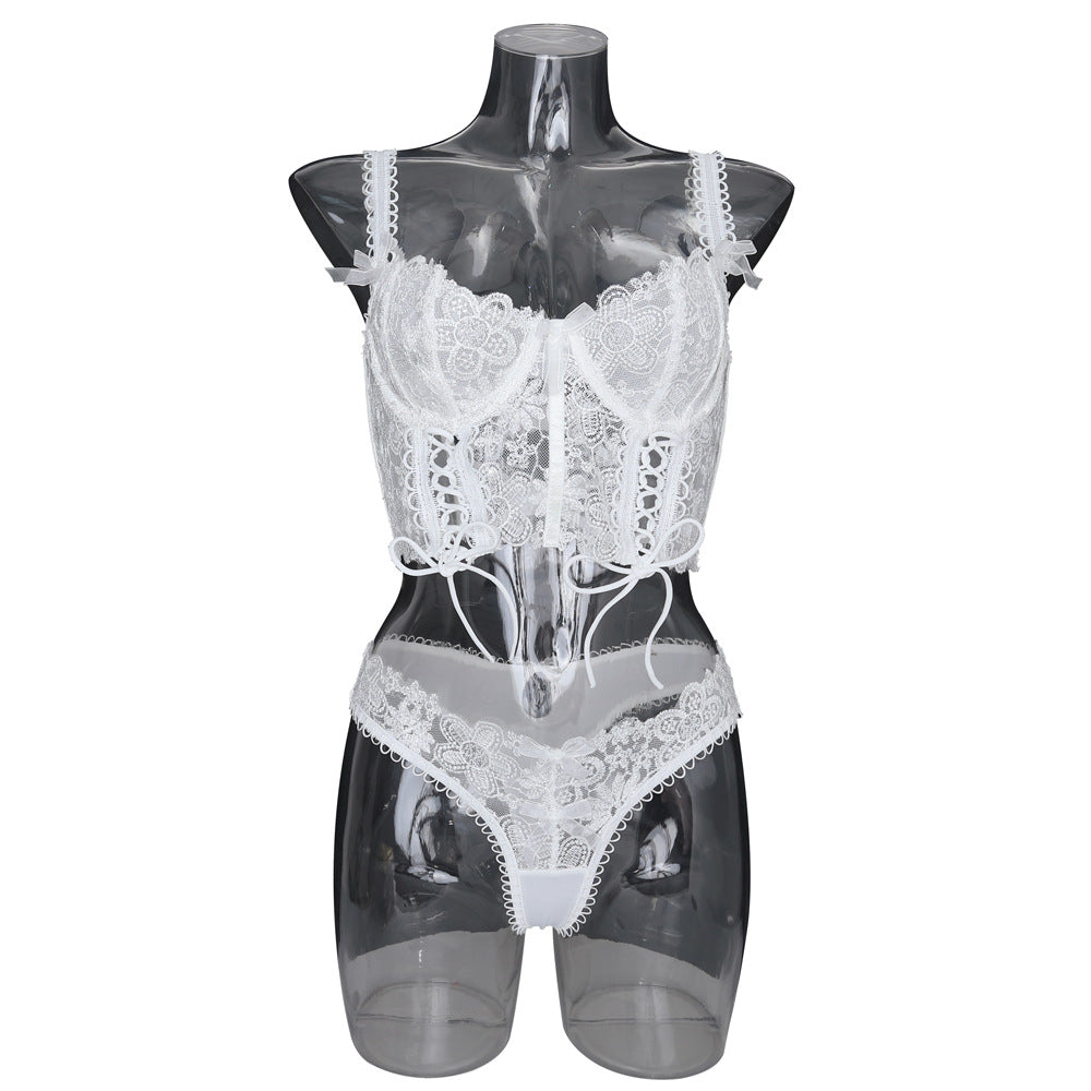 Ladies Floral Embroidery 2PCS Lingerie Corset Set SKLG4101