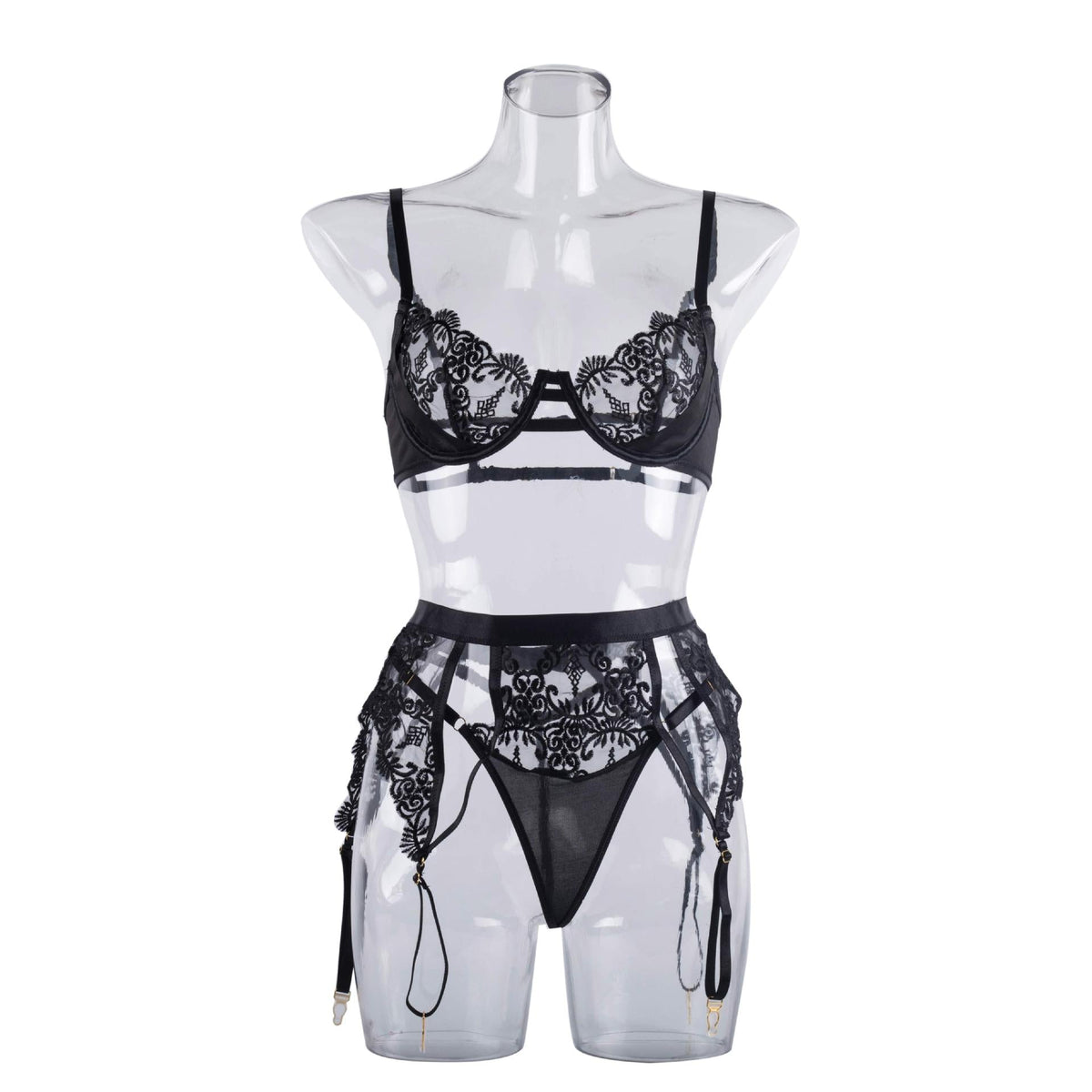 Ladies Floral Embroidery 3PCS Lingerie Set SKLG4156