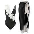Flower Shoulder One Piece Swimwear 2PCS Set SKSW40141