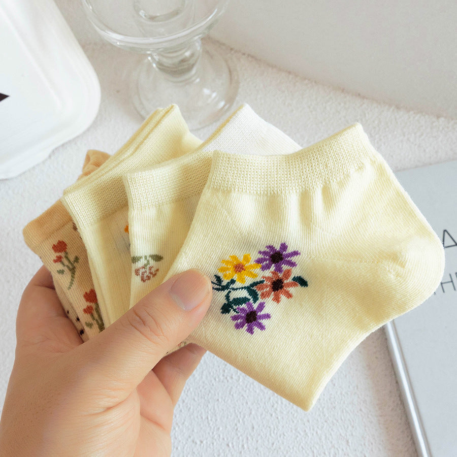 Ladies Floral Knit Boat Socks SKAS50024