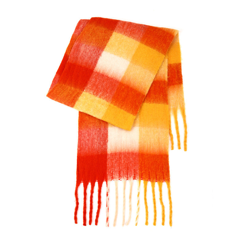 Ladies Color Block AC Plaid Daily Scarf SKAS4201
