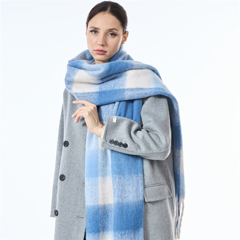 Ladies Color Block AC Plaid Daily Scarf SKAS4201