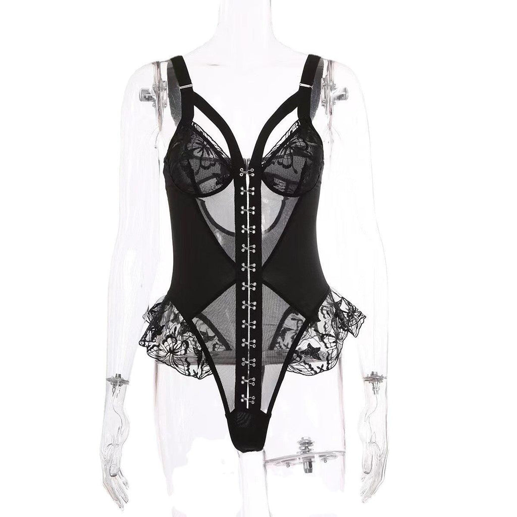 Ladies Sexy Floral Embroidery Silver Hook Teddy SKLG4021