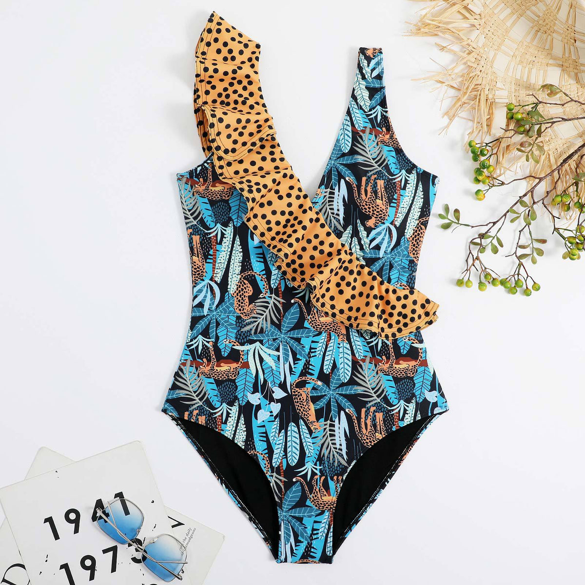 Ladies Ruffle Shoulder One Piece & Cover SKSW40132
