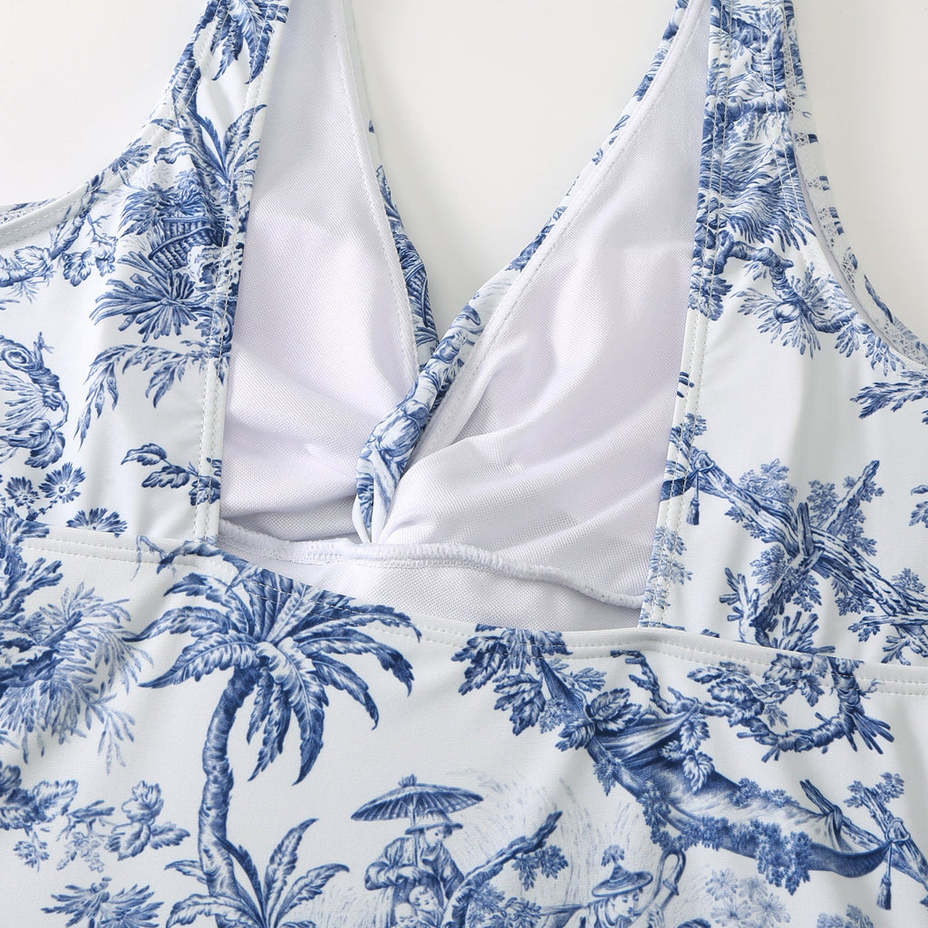 Ladies Floral Print One Piece with Cover SKSW40138