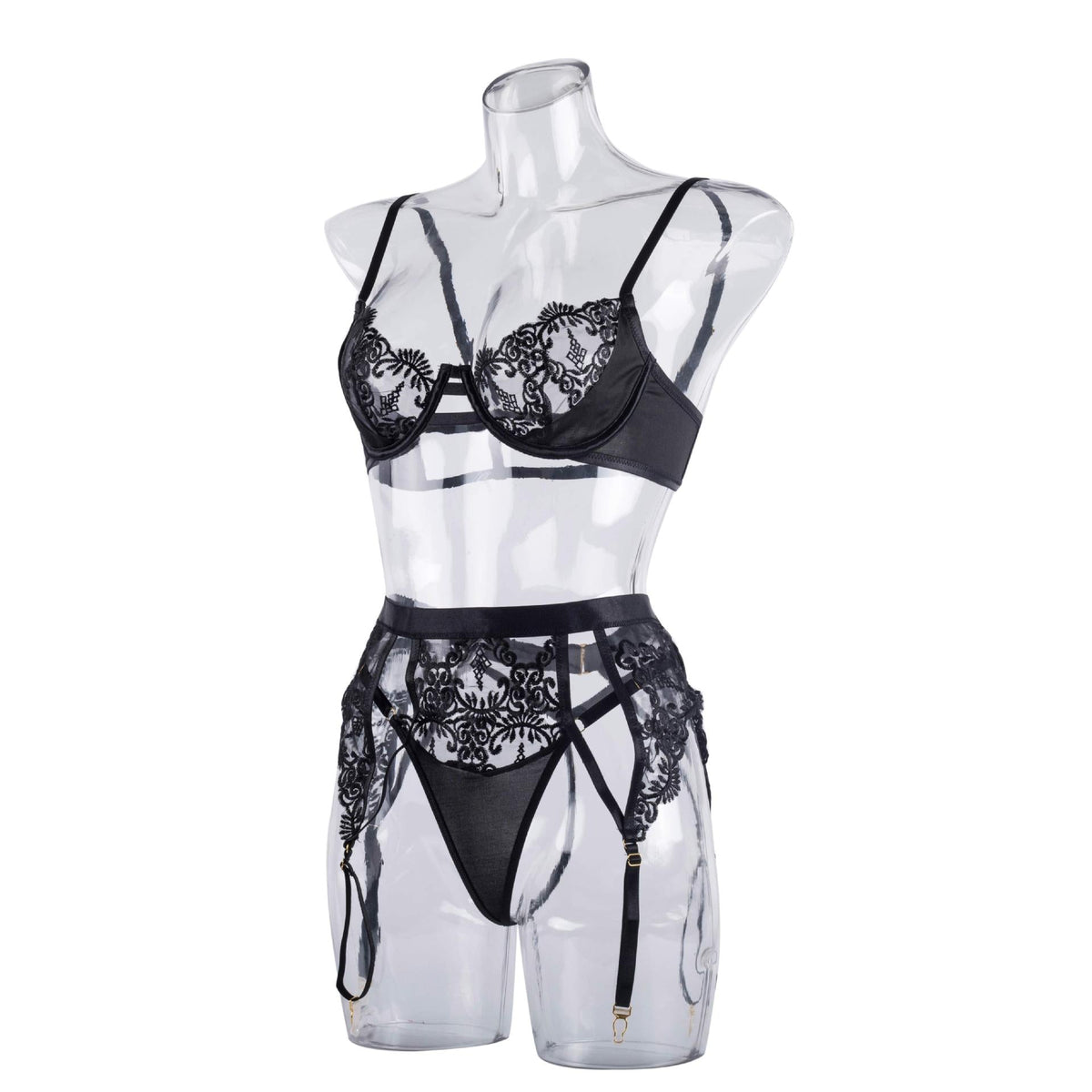 Ladies Floral Embroidery 3PCS Lingerie Set SKLG4156
