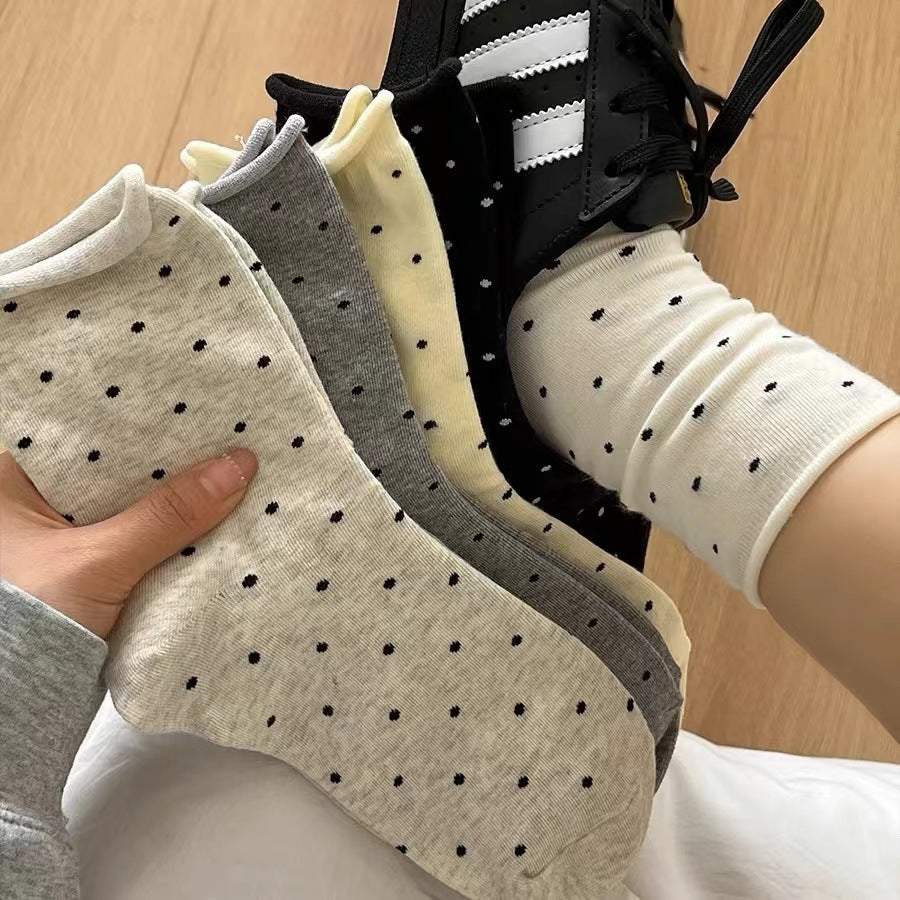 Ladies Polka Dot Knit Midi Socks SKAS50017